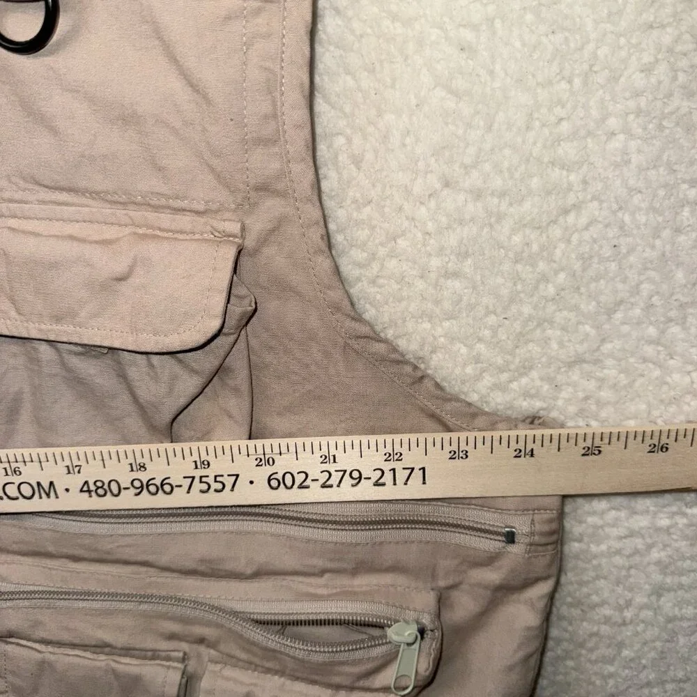 White River Fly Trout Fishing Outdoor Khaki Tackle Bait Vest Large Pockets - Picture 5 of 6